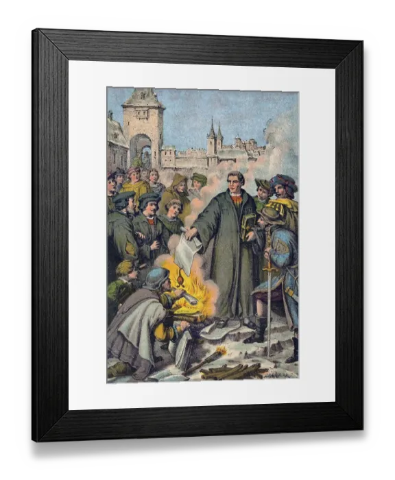 Framed Print : Luther burning the bull of Pope Leo X