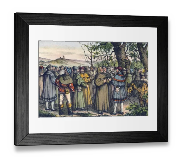 Framed Print : Martin Luther preaching outside