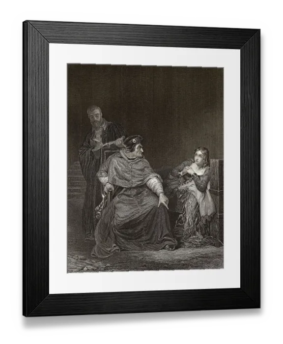 Framed Print : Kardinal Beaufort verhoert Jeanne d'Arc im Gefaengnis Framed Print : Kardinal Beaufort verhoert Jeanne d'Arc im Gefaengnis