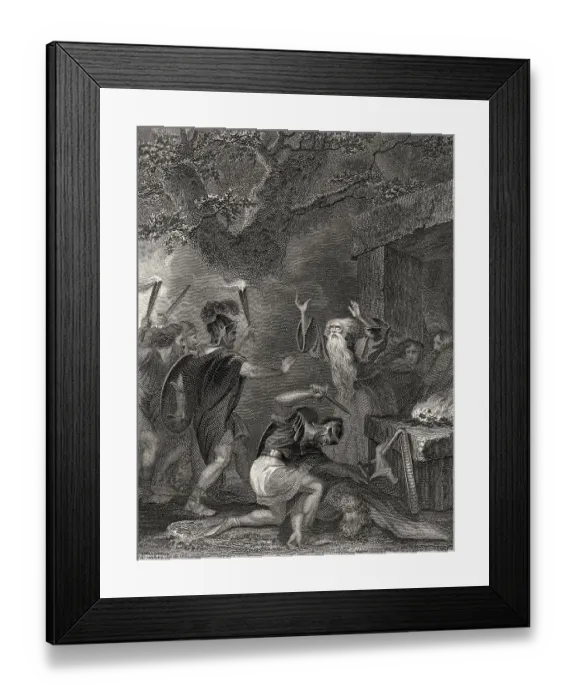 Framed Print : Das roemische Massaker an den keltischen Druiden auf der Insel Anglesey im Jahr 61 nach Christus