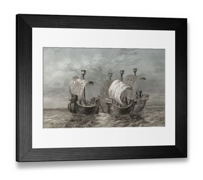 Framed Print : Angelsaechsische Segelboote, 14. Jahrhundert