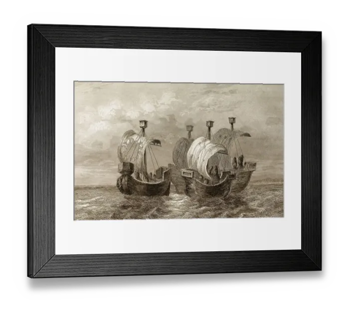 Framed Print : Angelsaechsische Segelboote, 14. Jahrhundert