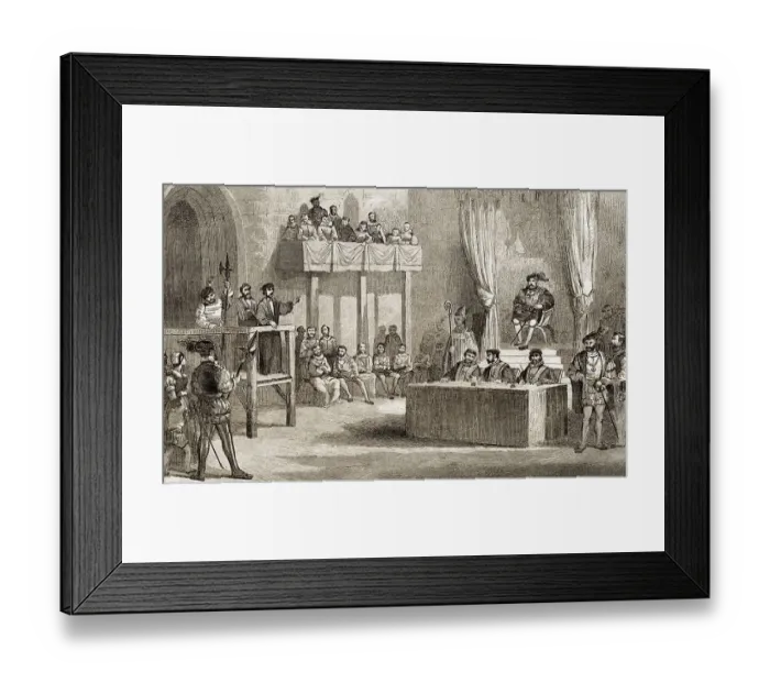 Framed Print : John Lamberts Prozess vor Koenig Heinrich VIII
