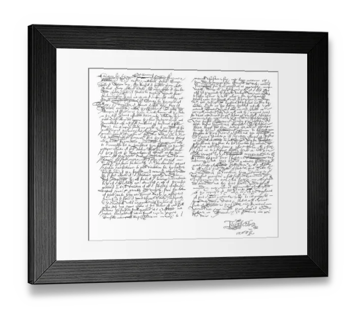 Framed Print : Faksimile des Hinrichtungsbefehls fuer Maria Stuart