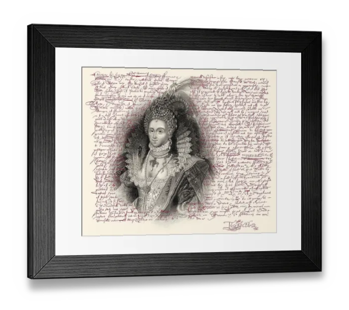 Framed Print : Faksimile des Hinrichtungsbefehls fuer Maria Stuart