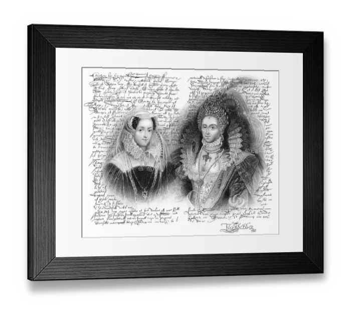 Framed Print : Faksimile des Hinrichtungsbefehls fuer Maria Stuart