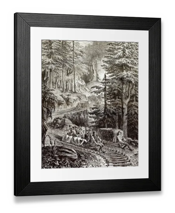 Framed Print : Holztransport mit einem Schlitten in den Bergen