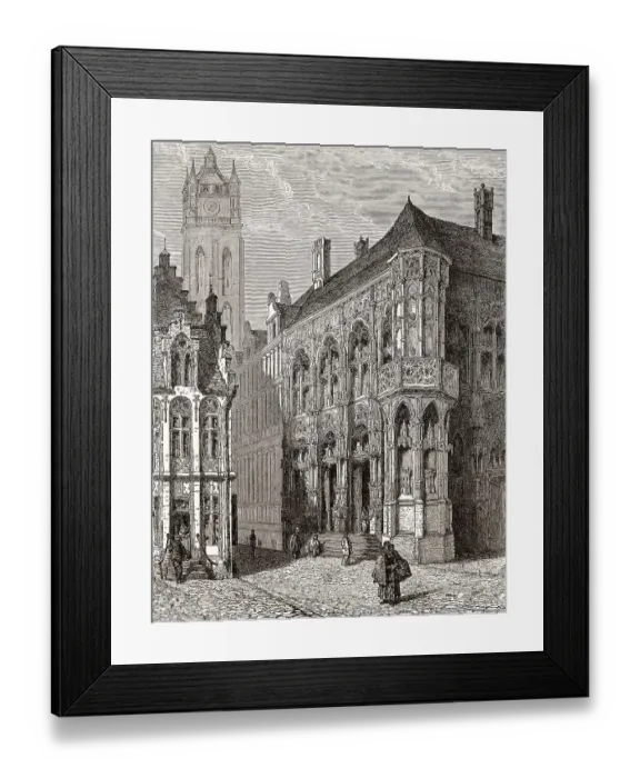 Framed Print : Historical town hall in Ghent, 18th century