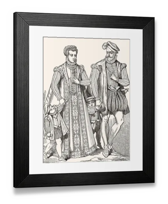 Framed Print : Kostueme einer Adelsfamilie im 16. Jahrhundert