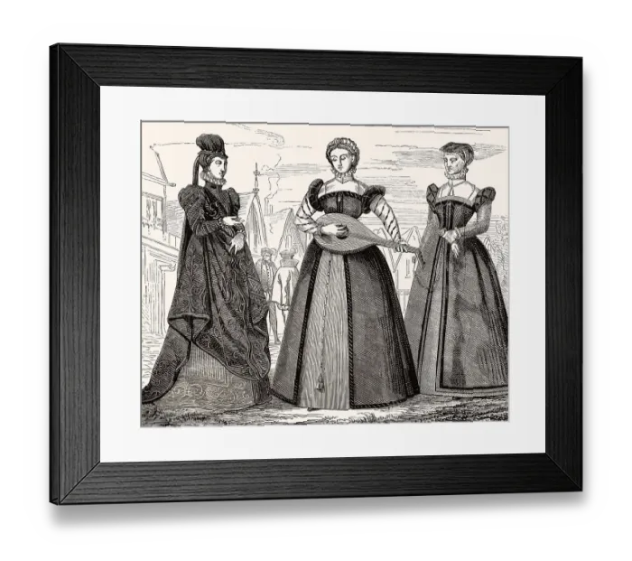 Framed Print : Kostueme fuer Frauen im 16. Jahrhundert Framed Print : Kostueme fuer Frauen im 16. Jahrhundert