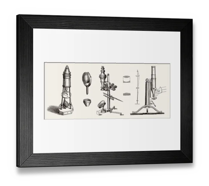 Framed Print : Alte Mikroskope von George Adams Framed Print : Alte Mikroskope von George Adams