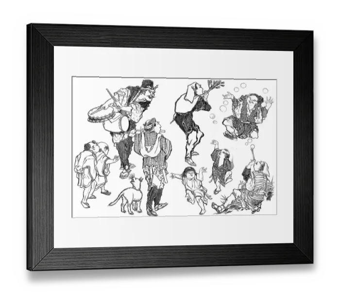 Framed Print : Japanische Karikatur, im Museum von La Rochelle