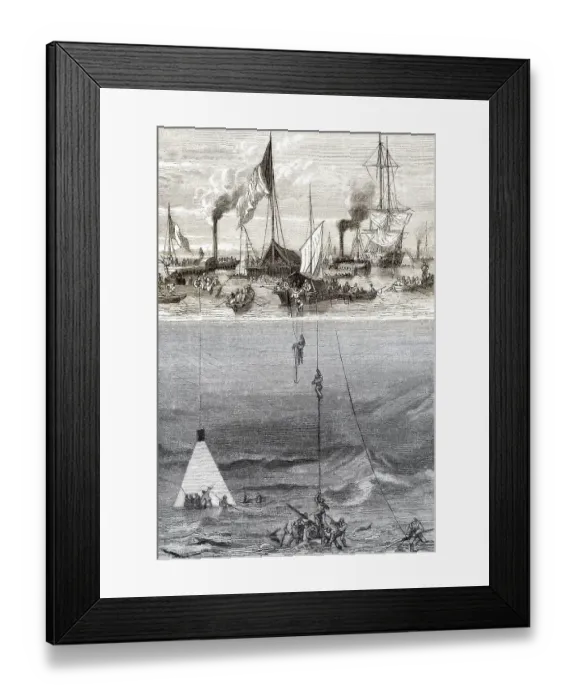 Framed Print : Suche nach dem versunkenen Schatz der Schlacht in der Bucht von Vigo