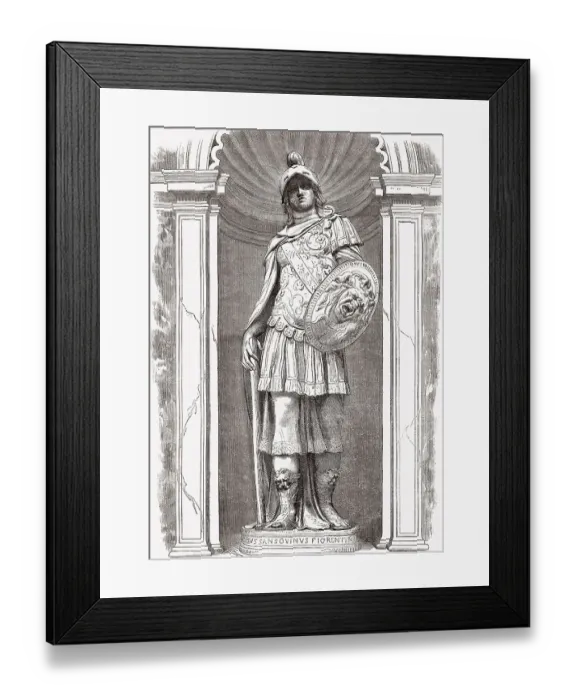 Framed Print : Statue der Goettin Pallas Athene von Jacopo Sansovino auf der Loggetta Piazza San Marco