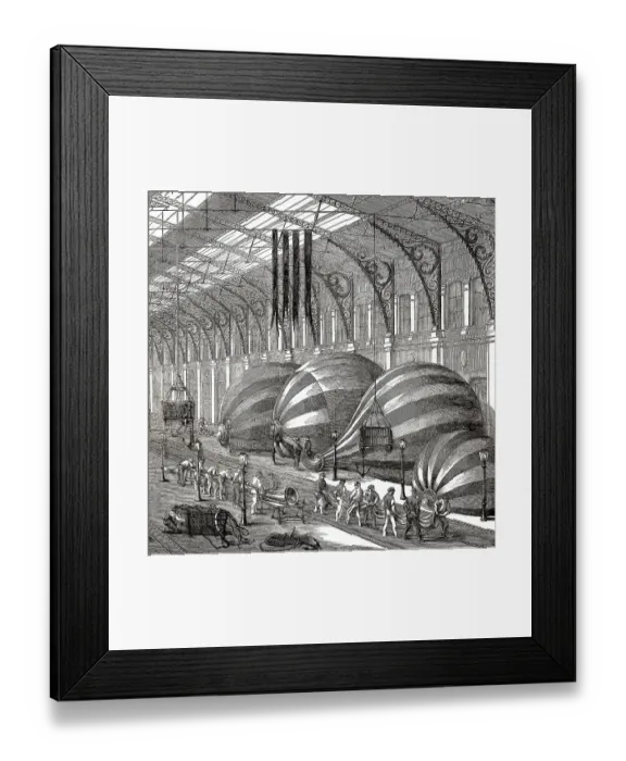 Framed Print : Herstellung von Beobachtungsballons oder Spionageballons fuer Schlachtfeld- und Artilleriebeobachtung