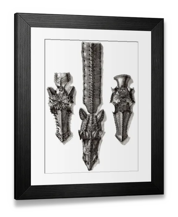 Framed Print : Mittelalterlicher Chanfron zum Schutz des Pferdegesichts