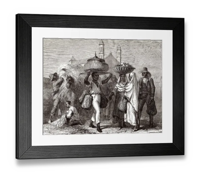 Framed Print : Baecker verkauft Brot, Kuba, 19. Jahrhundert