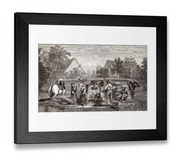 Framed Print : Alte Dreschmaschine, 19. Jahrhundert