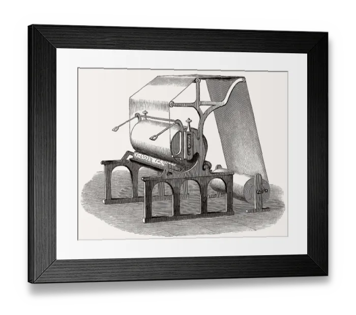 Framed Print : Walzendruckmaschine, Textildruck, 19. Jahrhundert Framed Print : Walzendruckmaschine, Textildruck, 19. Jahrhundert