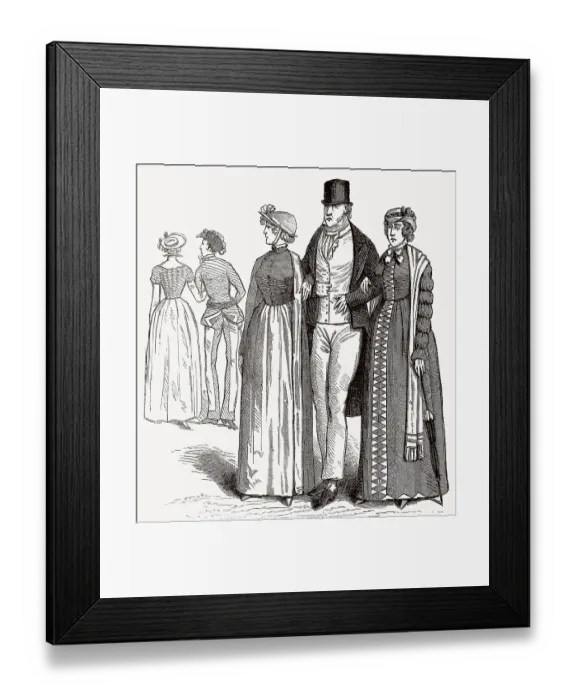 Framed Print : Englische Kostueme, 19. Jahrhundert