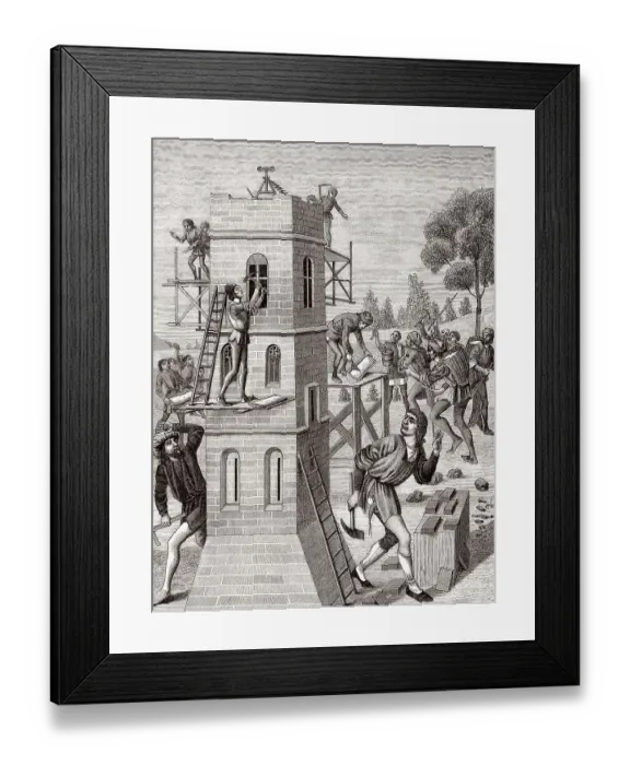Framed Print : Maurer im 15. Jahrhundert Framed Print : Maurer im 15. Jahrhundert