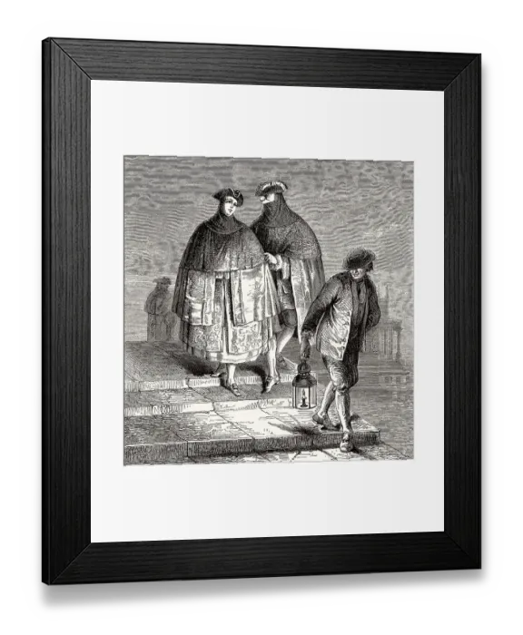 Framed Print : Venezianische Kostueme, 18. Jahrhundert
