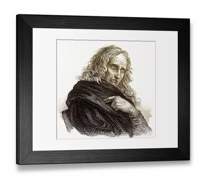 Framed Print : Portrait of John Milton, 1608 - 1674
