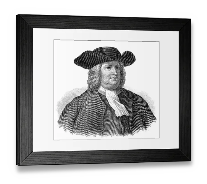 Framed Print : Portrait of William Penn, 1644 - 1718