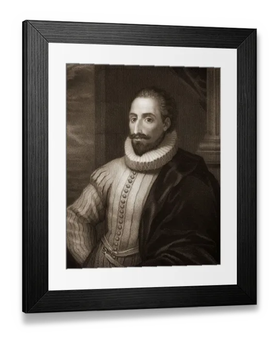 Framed Print : Steel engraving, c. 1860, Miguel de Cervantes Saavedra