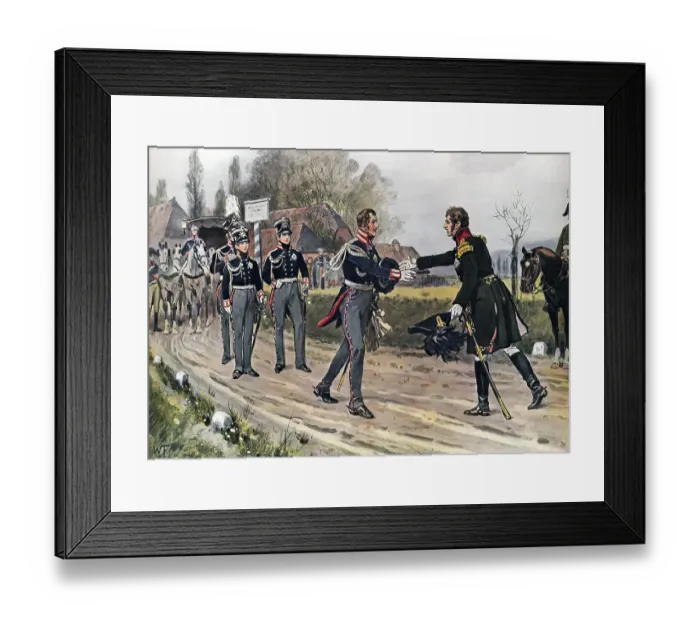 Framed Print : Emperor Alexander I of Russia meets Frederick William III of Prussia near Spahlitz Framed Print : Emperor Alexander I of Russia meets Frederick William III of Prussia near Spahlitz