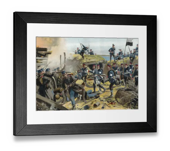 Framed Print : The Battle of Dybbol, a battle of the Second Schleswig War on the morning of 18 April 1864