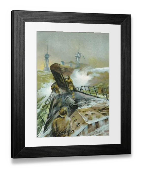 Framed Print : A torpedo boat, c. 1900, painting by Willy Stoewer