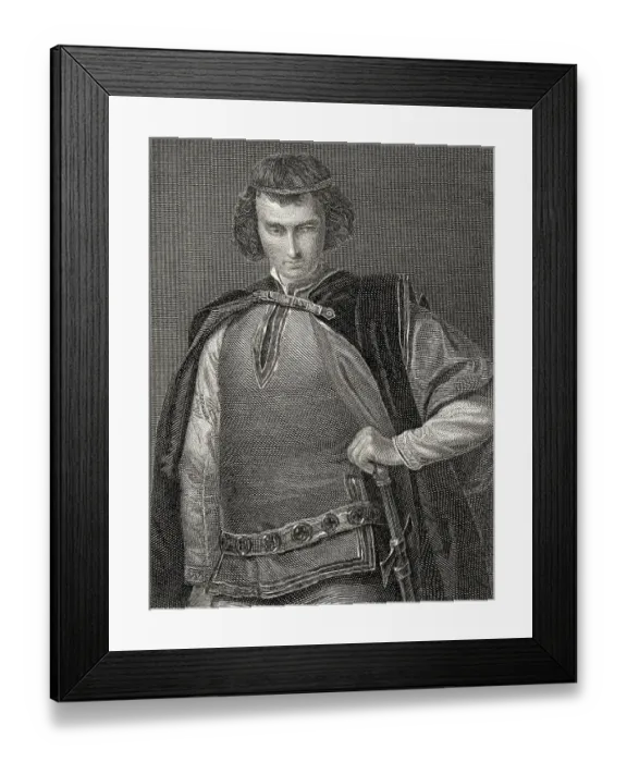 Framed Print : Don Cesar, character from the tragedy The Bride of Messina by Friedrich Schiller