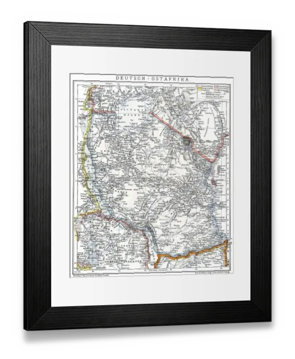Framed Print : Map of the former German colony of East Africa Framed Print : Map of the former German colony of East Africa
