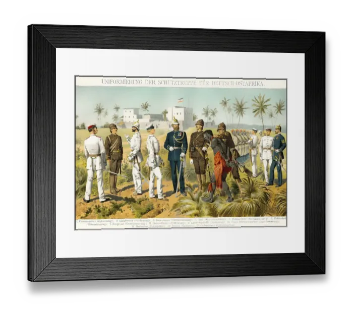 Framed Print : Historical illustration, 1894, uniforms of Imperial German colonial soldiers in East Africa