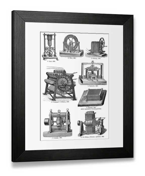 Framed Print : Historical illustration, 1894, historic generators