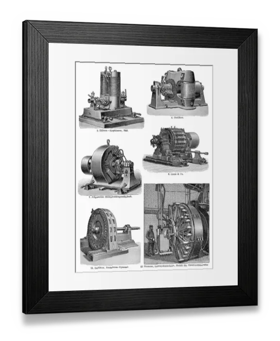 Framed Print : Historical illustration, 1894, historic generators Framed Print : Historical illustration, 1894, historic generators