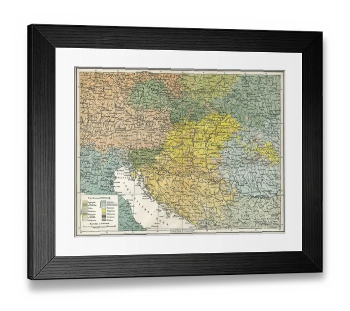 Framed Print : Historical, ethnological map of Austria-Hungary