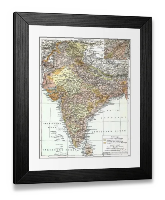 Framed Print : Map of the Indian Empire, historical graphic representation Framed Print : Map of the Indian Empire, historical graphic representation