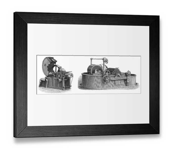 Framed Print : Historical illustration, papermaking machines Framed Print : Historical illustration, papermaking machines