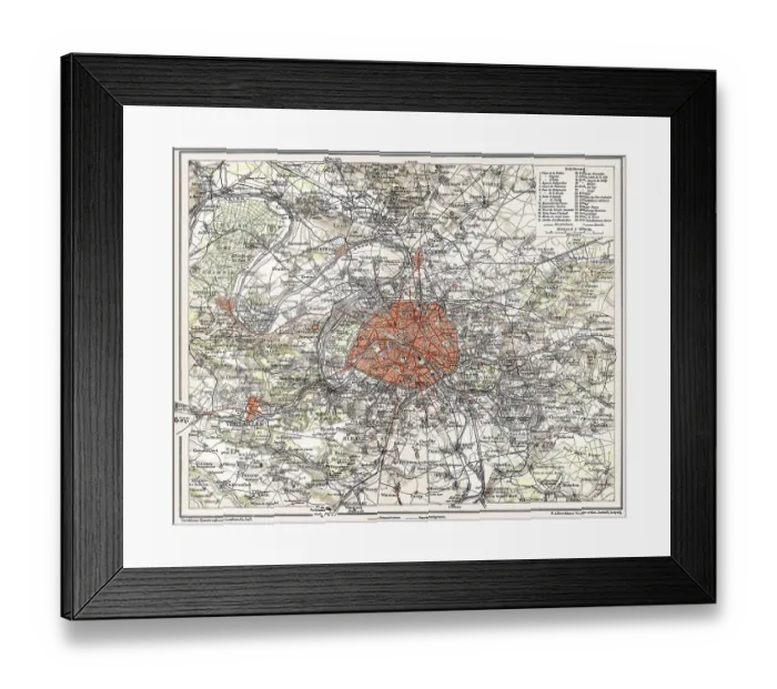 Framed Print : Historical map of Paris, France