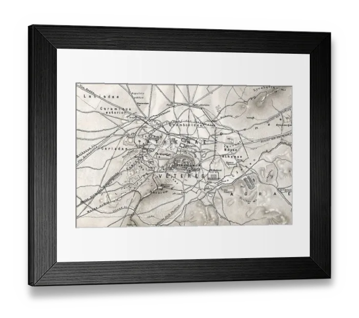 Framed Print : Historical map of ancient Athens Framed Print : Historical map of ancient Athens