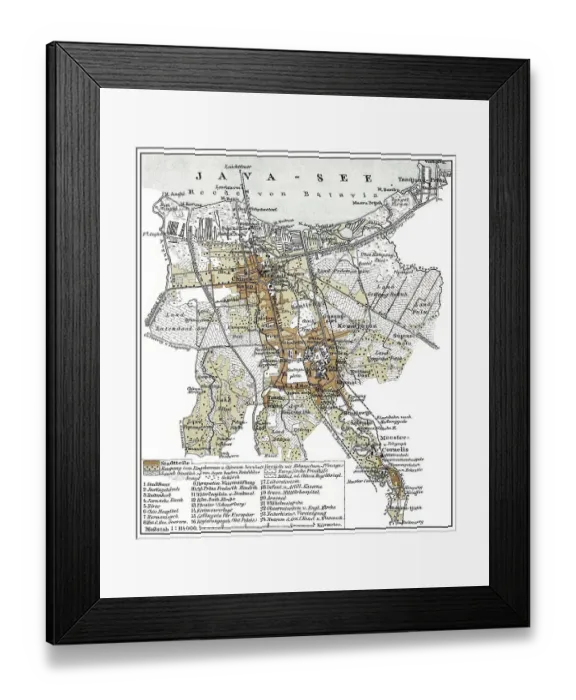 Framed Print : Historical map, 1894, Batavia, Dutch East Indies