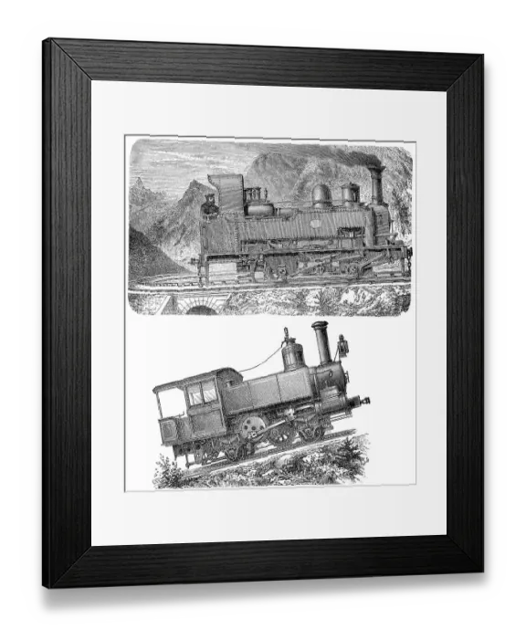 Framed Print : Historic illustration, steep grade railway Framed Print : Historic illustration, steep grade railway