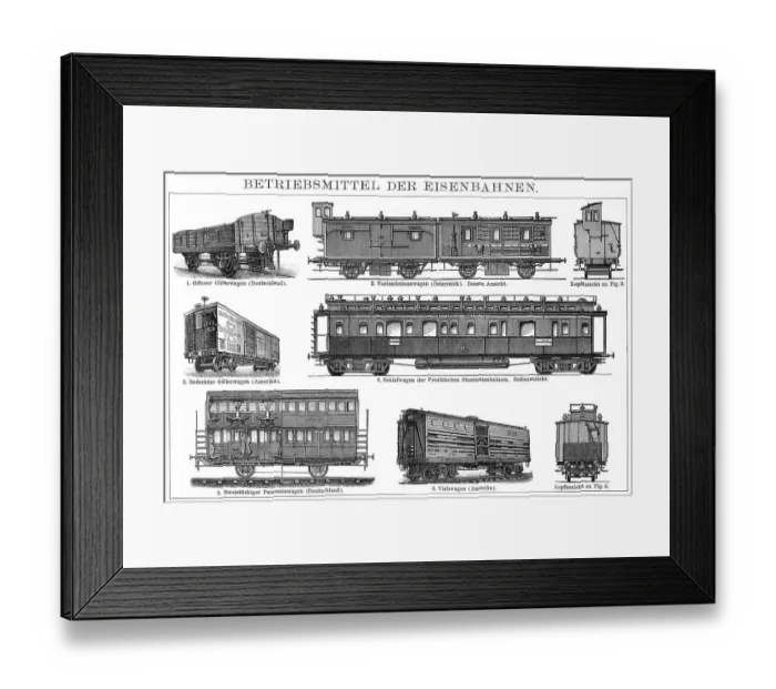 Framed Print : Historic illustration, special railway wagons