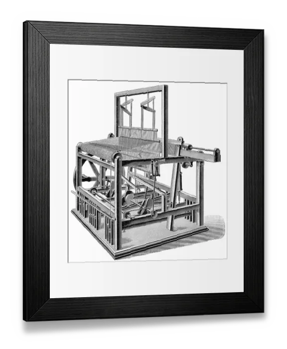 Framed Print : Mechanical weaving loom, 19th century Framed Print : Mechanical weaving loom, 19th century