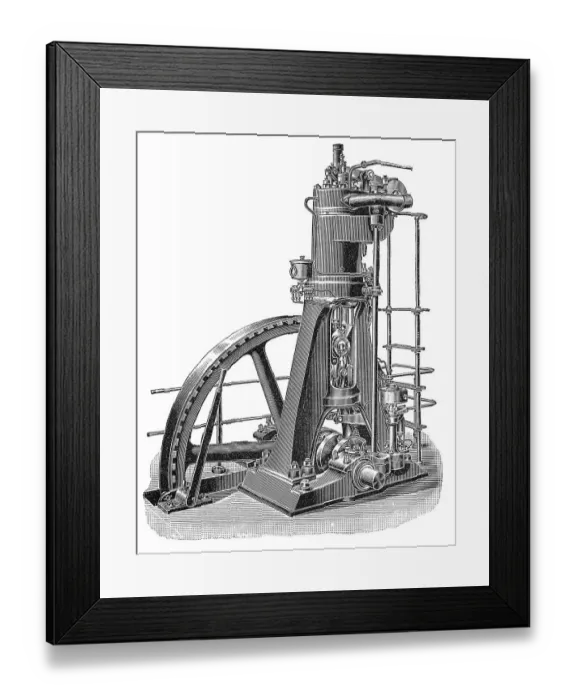 Framed Print : Historical illustration, 1880, Diesel engine