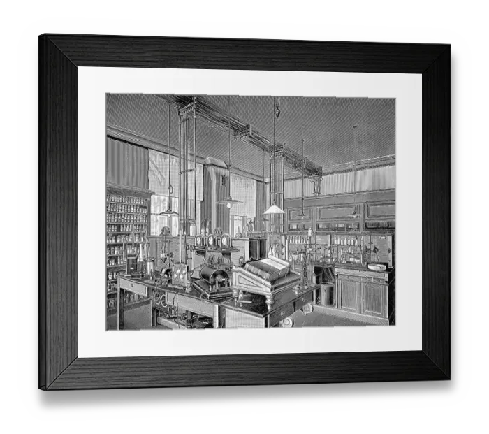 Framed Print : Historical illustration, 1899, laboratory for Electrochemistry