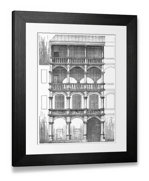 Framed Print : Historical architectural illustration from the 19th Century