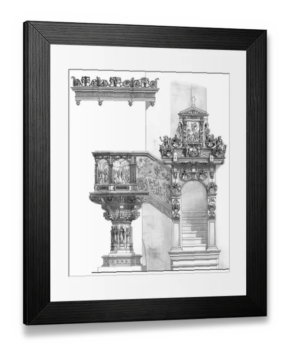 Framed Print : Historical architectural illustration from the 19th Century